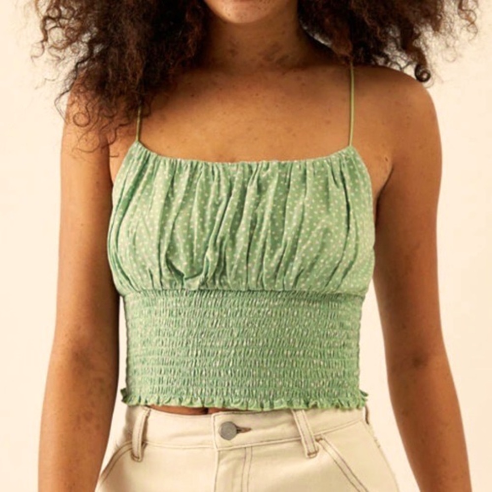 Pacsun LA Hearts Sage Smocked Bodice Cami Top